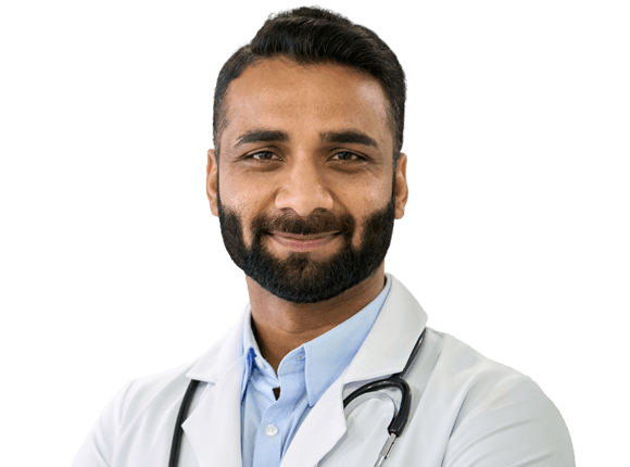 A male doctor smiling